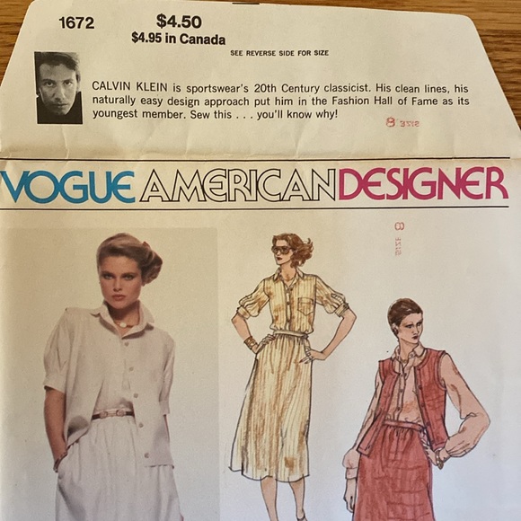 VTG ‘70s Vogue Calvin Klein UNCUT Pattern - Picture 6 of 9